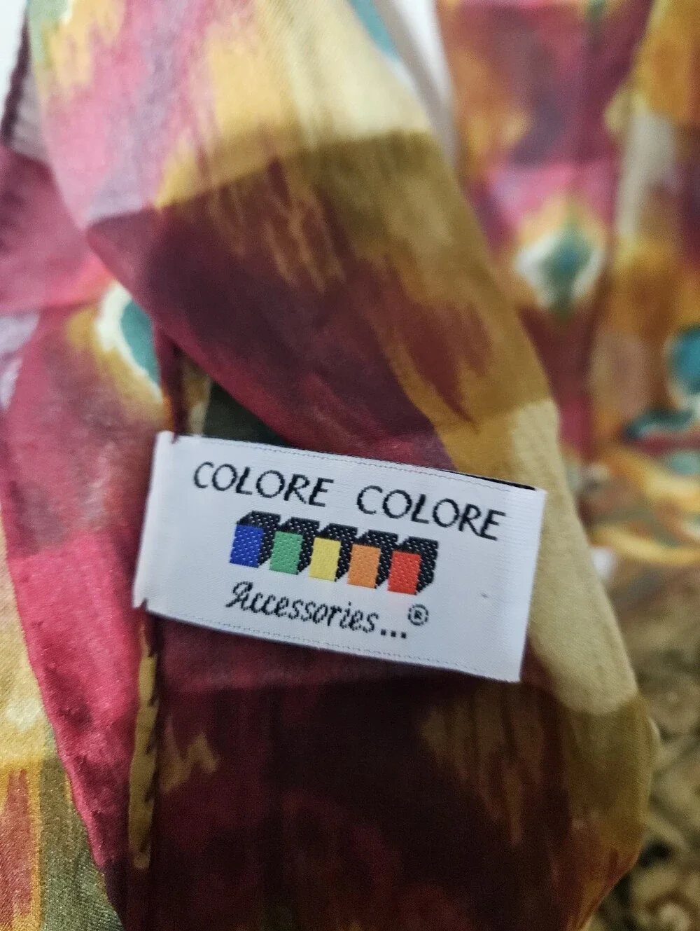 Vtg 80s Colore Retro Scarf